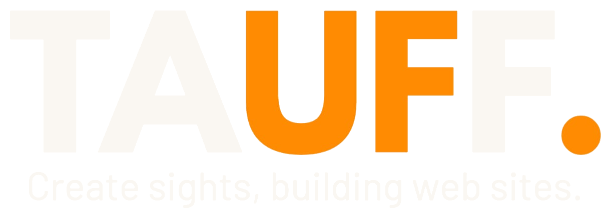 Logotipo completo da TAUFF com o slogan Create sights, building web sites