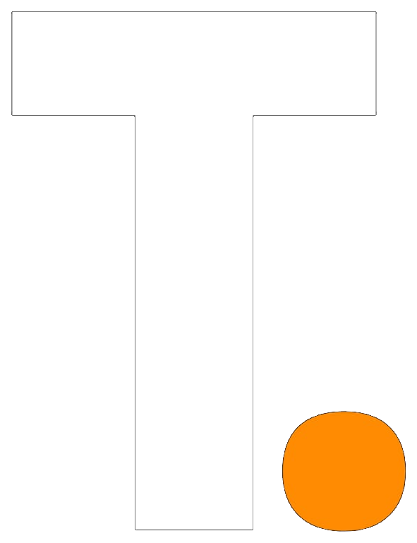 Logomarca TAUFF — letra T com ponto laranja