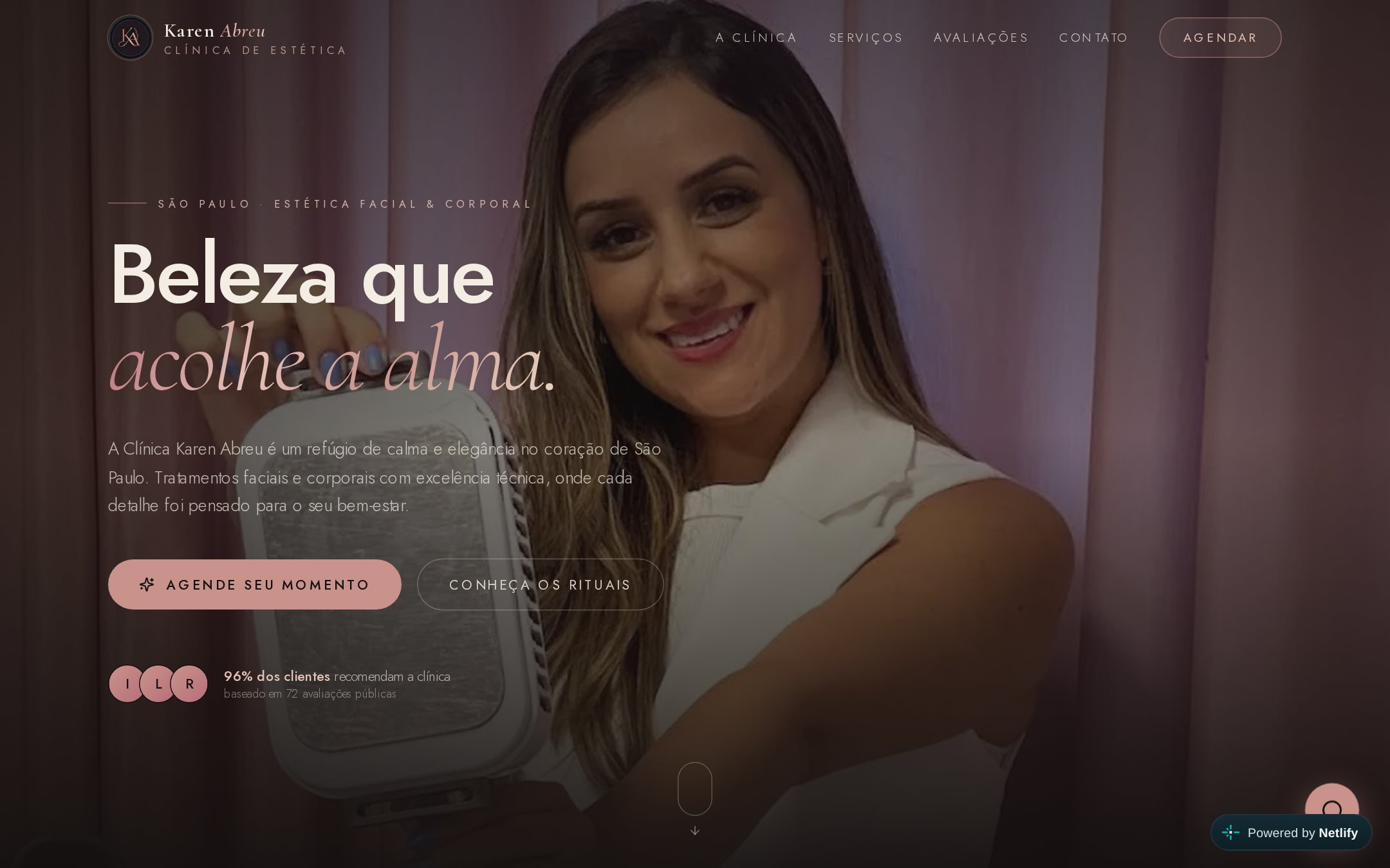 Página inicial do site da Clínica Ka Concept